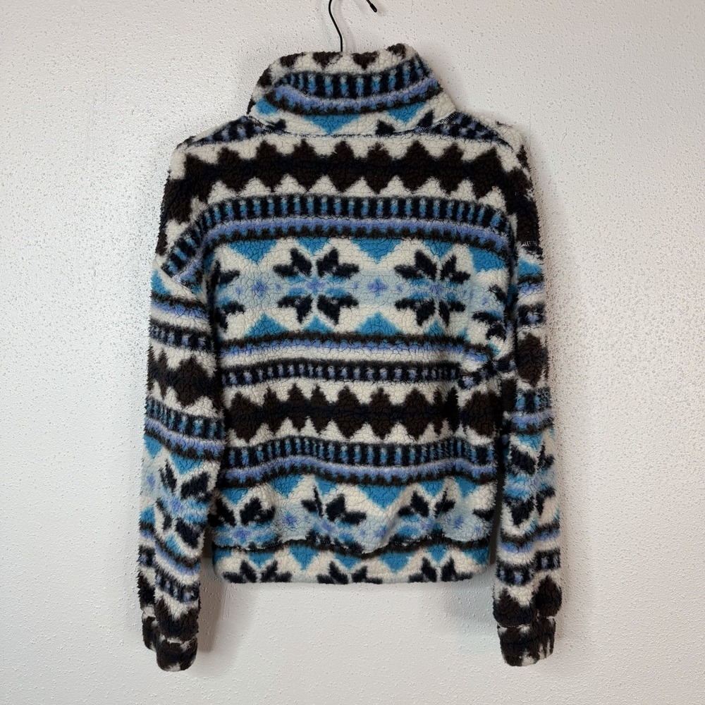 OFFLINE by Aerie Women's Fleece 1/4 Zip Mock Neck Geometric Blue XS - Picture 3 of 4